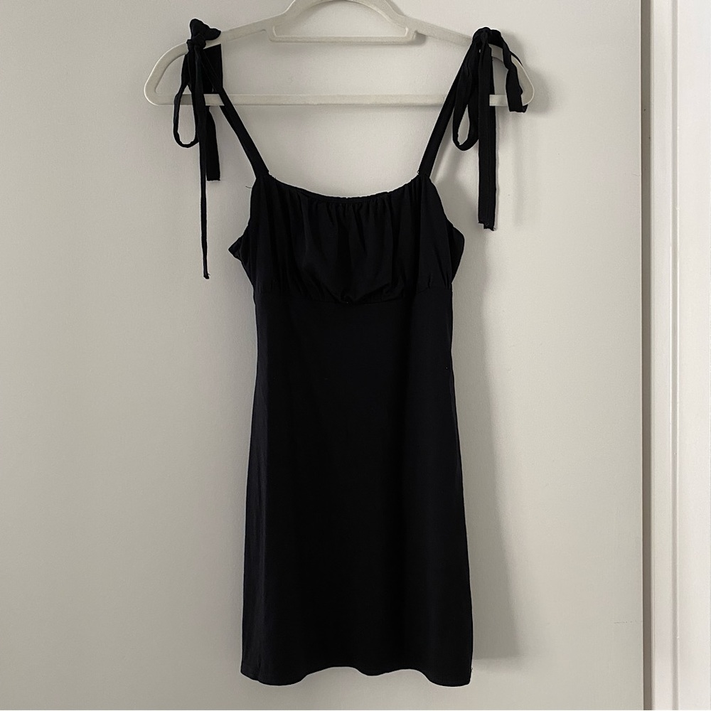 ASOS DESIGN BLACK BODYCON MINI DRESS BOW ADJUSTABLE TIE STRAPS